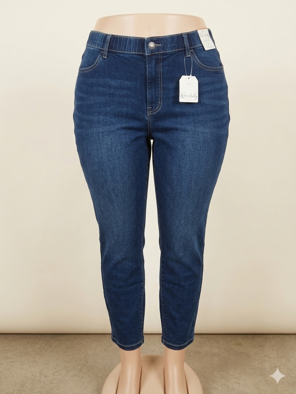 Wonderly Dark Blue High-Rise Cropped Slim Jeans NWT Size 18W